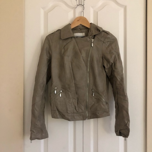 Taupe Leather Jacket - Picture 2 of 5